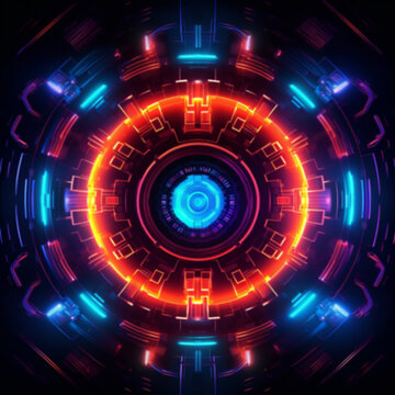 Abstract neon background. Generative AI.
