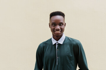 portrait of African American man with afro hair, young caribbean people in Latin America