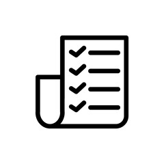 Paper List Checklist Outline Vector Icon Illustration