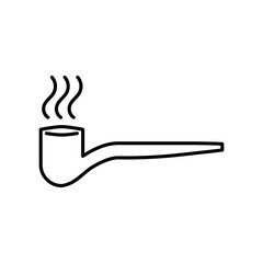 Smoking Tobacco Pipe Outline Vector Icon Illustration