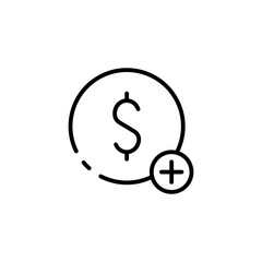Deposit. Line icon, black, make a deposit. Vector icons.