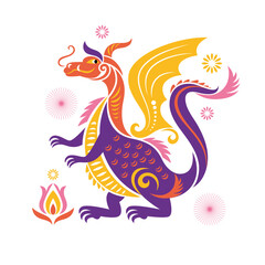 Obraz premium Chinese Happy New Year 2024. Year of the Dragon. Symbol of New Year. 