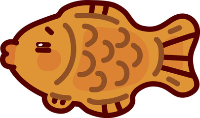 귀여운 붕어빵 캐릭터 일러스트.