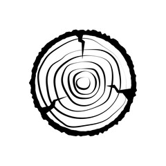 Fototapeta premium cut tree circle vector in black and white. black and white cutaway tree with annual rings