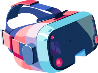 Foto auf Acrylglas Cartoon-Autos VR Headset Device Virtual Reality Machine, immersive glasses and equipment, metaverse devices vector illustration
