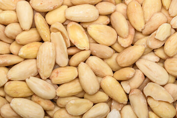 Migdały kalifornijskie blanszowane zbliżenie makro 