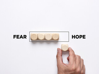 Hope loading. Leaving the fears behind and focusing on hopes. Mindset transition.