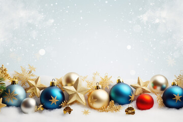 Christmas and New Year banner, Christmas ornemtn with stars around