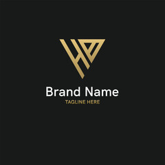 Triangular abstract design Triangular logo design with letter HB or BH