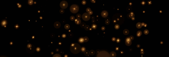 3D rendering of yellow and golden glow sparticles in front of black backgound