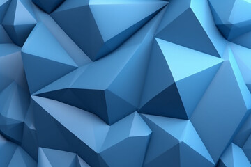 Background adorned with an array of blue triangular shapes in a 3D origami style. Ai generated