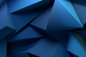 Background adorned with an array of blue triangular shapes in a 3D origami style. Ai generated