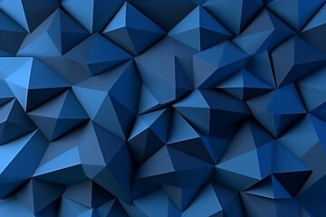 Background adorned with an array of blue triangular shapes in a 3D origami style. Ai generated