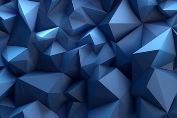 Background adorned with an array of blue triangular shapes in a 3D origami style. Ai generated