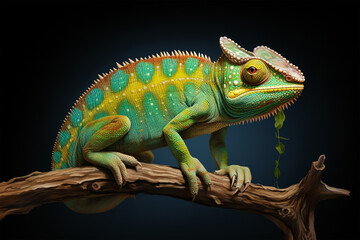 Obraz premium green iguana on a branch generative ai