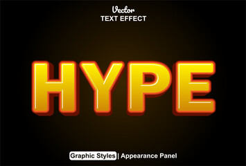 hype text effect with orange graphic style and editable.