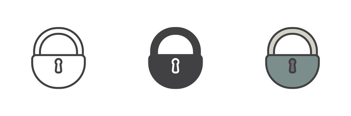 Lock, padlock different style icon set