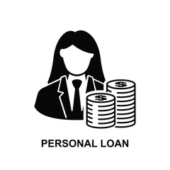 Personal loan icon isolated on background vector illustration.