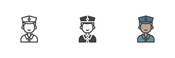 Police officer different style icon set