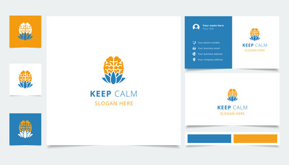 Keep calm logo design with editable slogan. Branding book and business card template.