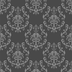 Black and silver damask wallpaper pattern