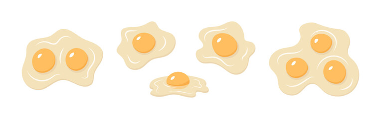 Set of raw eggs in different shapes. Isolated vector illustration.