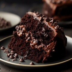 Chocolate cake on a plate generative ai