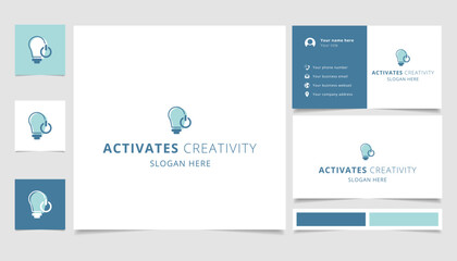 Activates creativity logo design with editable slogan. Branding book and business card template.