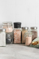 Jars with assorted speciality salt