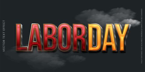 Labor day 3d editable vector text effect