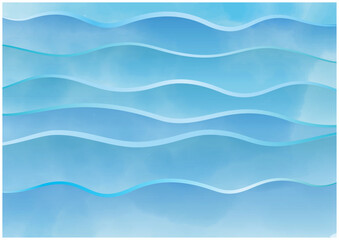 涼しく流れる波、水、夏のイメージ　ブルー