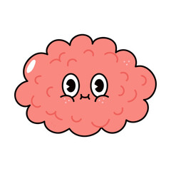 Brain character. Vector hand drawn traditional cartoon vintage, retro, kawaii character illustration icon. Isolated on white background. Brain character concept