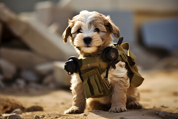 Special forces army puppy soldier portrait