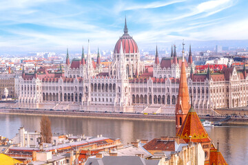 Budapest, Hungary cityscape with Parliament