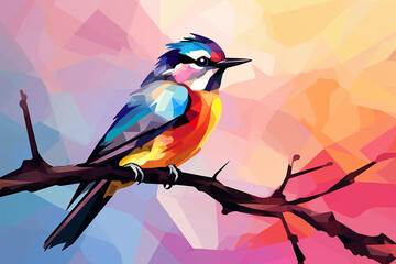 Generative AI.
wpap style abstract background, bird on a branch