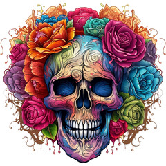 Skull With Flower AI Generative