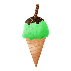 Cute chocolate cream and lime ice cream