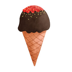 Cute strawberry cream chocolate ice cream