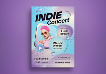 Blue Gradient Indie Concert Flyer Layout