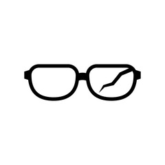 Icon of glasses with a cracked broken lens. Glasses repair.
