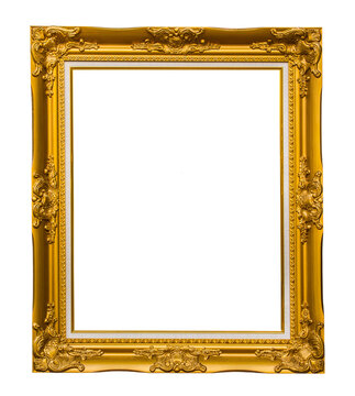 antique golden frame for paintings, mirrors or photos