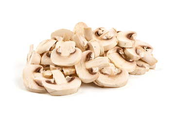 Champignons, close-up, isolated on white background.