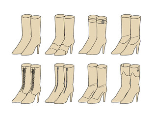 ベージュのブーツのイラストセット