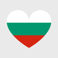 Bulgaria flag vector icons set in the shape of heart, star, circle and map.