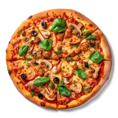 Pizza on a white background generative ai