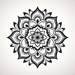 elegant detailed mandala design black on white. IMAGE AI
