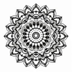 elegant detailed mandala design black on white. IMAGE AI