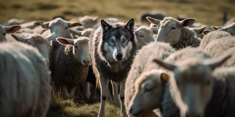 Türaufkleber A wolf in sheeps clothing - Generative AI © Zerbor