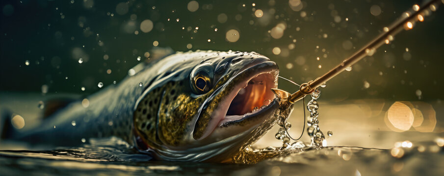 Fishing trout.  wide banner