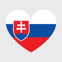 Slovakia flag vector icons set in the shape of heart, star, circle and map.